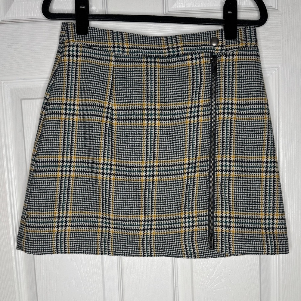 ABERCROMBIE‎ & FITCH Herringbone Tweed Zipper Front Mni Skirt Size Small